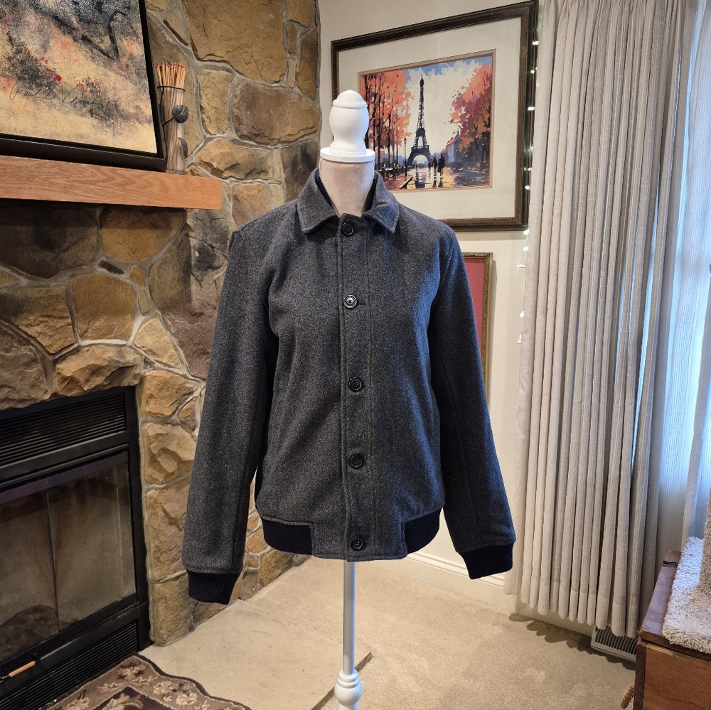 Old Navy Men's Gray Coat Size Small, 43% Recycled Wool